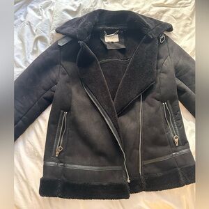 Faux shearling moto jacket
